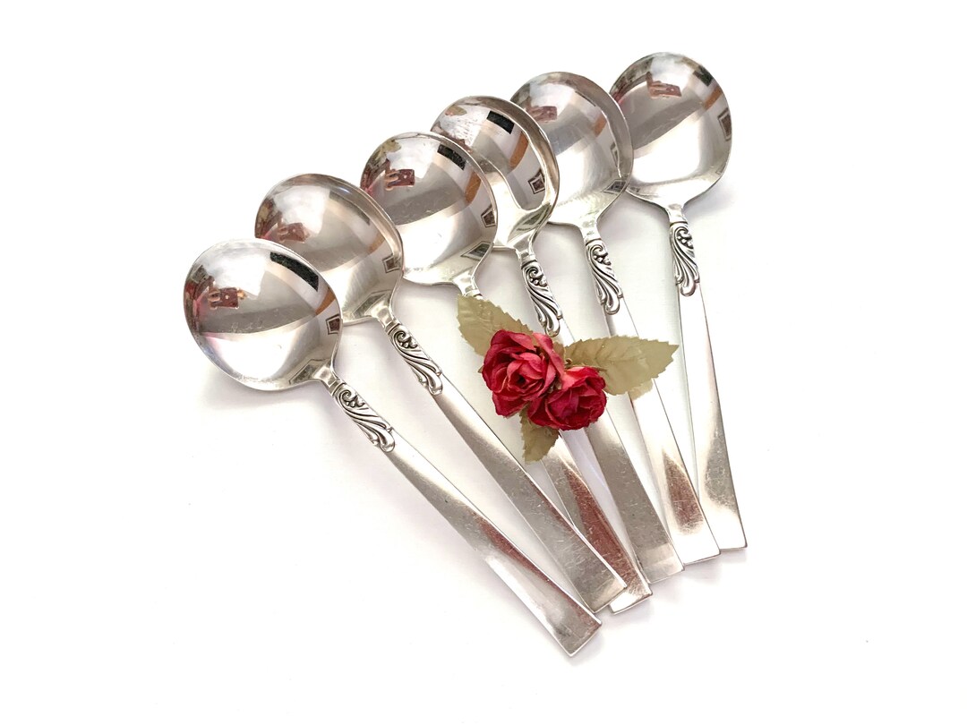 Vntage Oneda Noblty Wnd Song Slverplate Soup Spoons 1955 Oneda