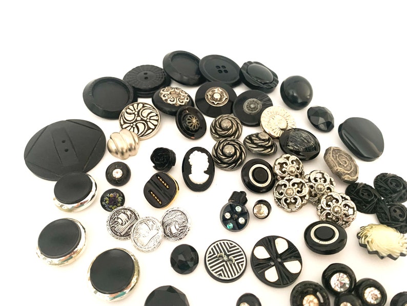 Vintage Plastic Button Lot Mixed Assorted Some Bakelite Silver White