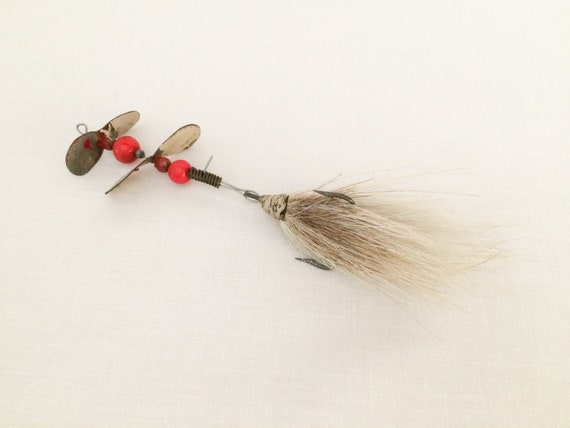 Vintage Buck Tail Fishing Lure Tandem Spinners Glass Beads Fishing Lure 