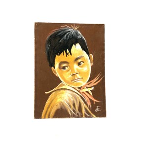 Vintage Original Watercolour Mexican Boy Signed