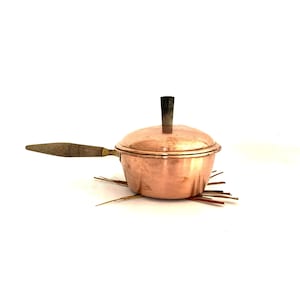 Vintage Douro B&M Copper Pot Portugal Wood Handle Lid Knob