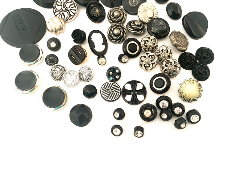 Vintage Plastic Button Lot Mixed Assorted Some Bakelite Silver White