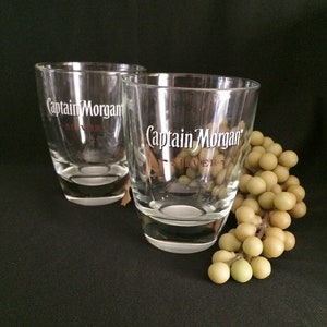 Vintage Captain Morgan Silver Rum Glasses - Advertising Barware