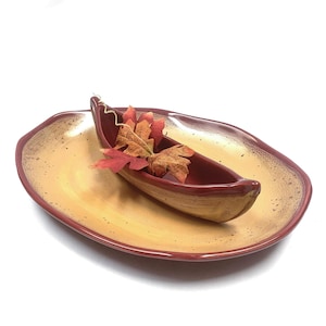 vintage Maxwell Pottery Canoë on Lake Dip Set Canadian Pottery