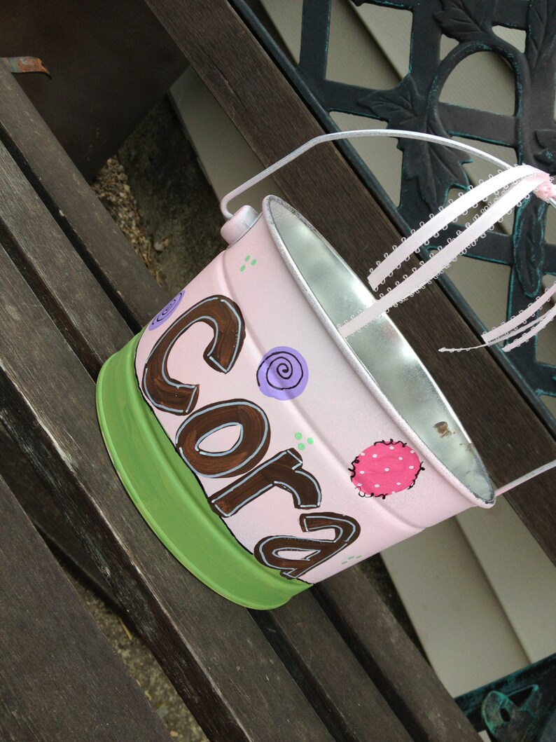 Girls 2.5 Qt Galvanized Easter Bucket W/bunny Etsy