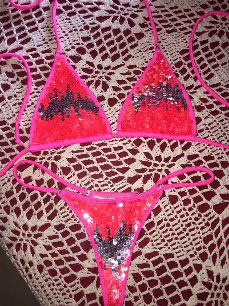 Pink shimmer bikinis Etsy