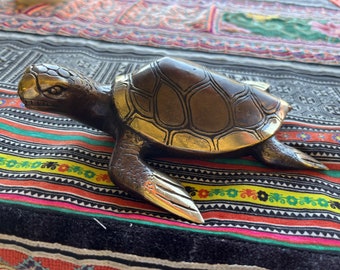 Large brass bronzed turtle