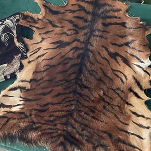 Hand painted goat hide. - tiger print.