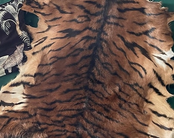 Hand painted goat hide. - tiger print.