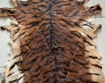 Hand painted goat hide. - tiger print.