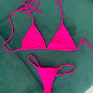 Neon Pink Gstring / Thong Bikinis | Etsy