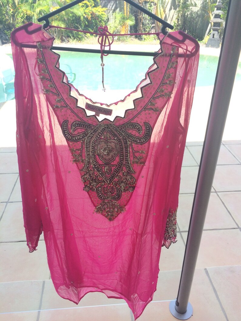 Sheer chiffon embellished kaftan