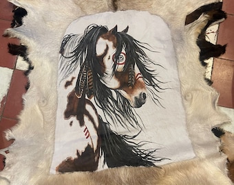 Handpainted goat hides - horse designs Native American