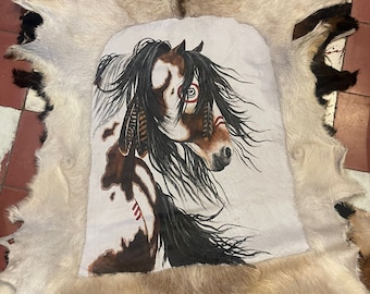 Handpainted goat hides - horse designs