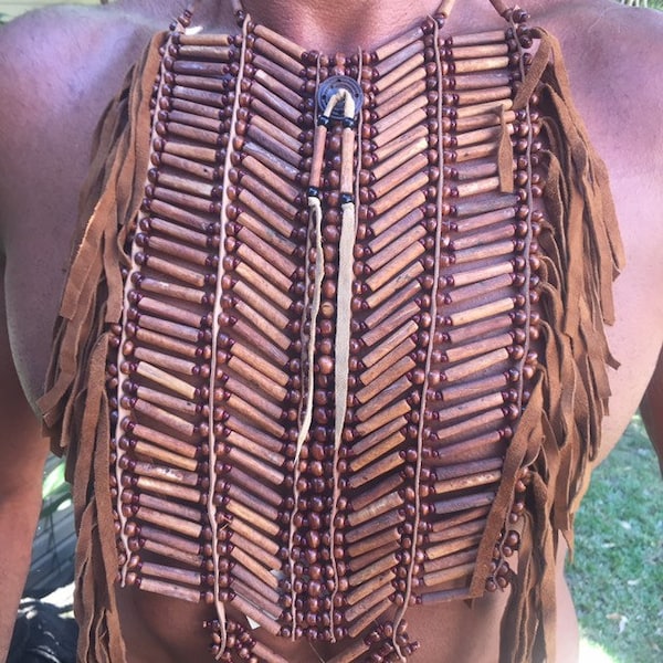 Bone warrior chest piece Native American style