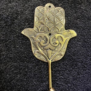 Engraved brass hand hook