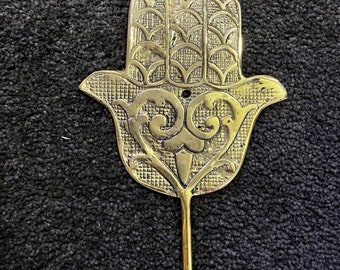 Engraved brass hand hook