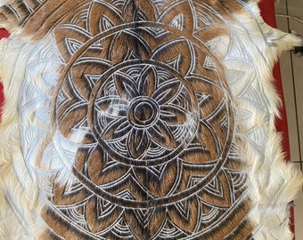 Mandala design hand carved goatskin