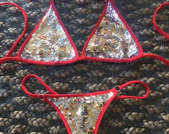 Red hot gstring gstring bikinis  - shimmer style