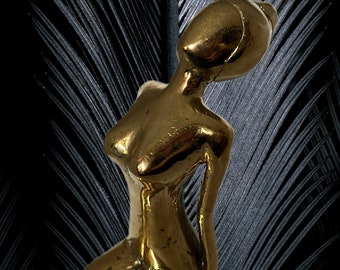 Yoga woman brass statue