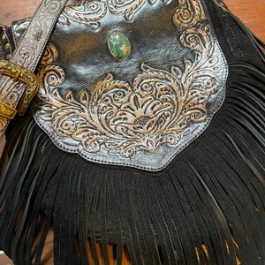 black boho fringed bag  34 cm x 35 cm