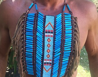 Beaded Tribal Chestplate: Festival Body Jewelry
