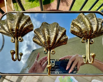 Clam shell hooks  - brass