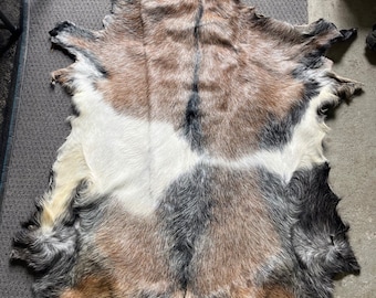 Tanned Goat Skin Hide: Multicolored Leather (100cm x 80cm)