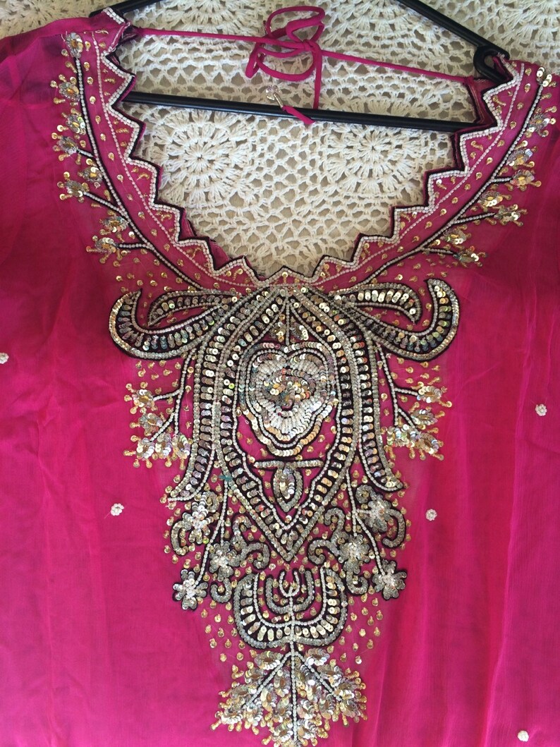 Sheer chiffon embellished kaftan