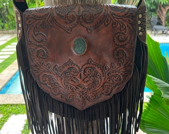 fringed leather bags boho style