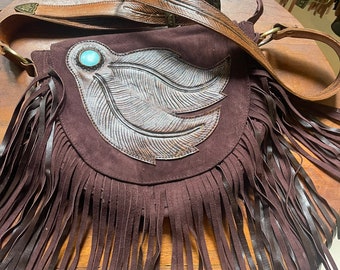 feather tribe fringed boho bag