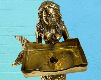 Brass mermaid card holder