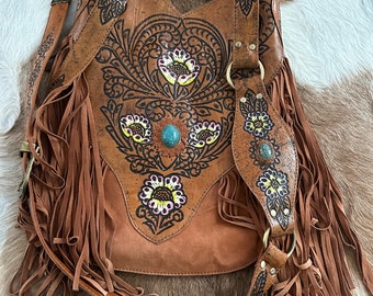 suede and leather shoulder bag