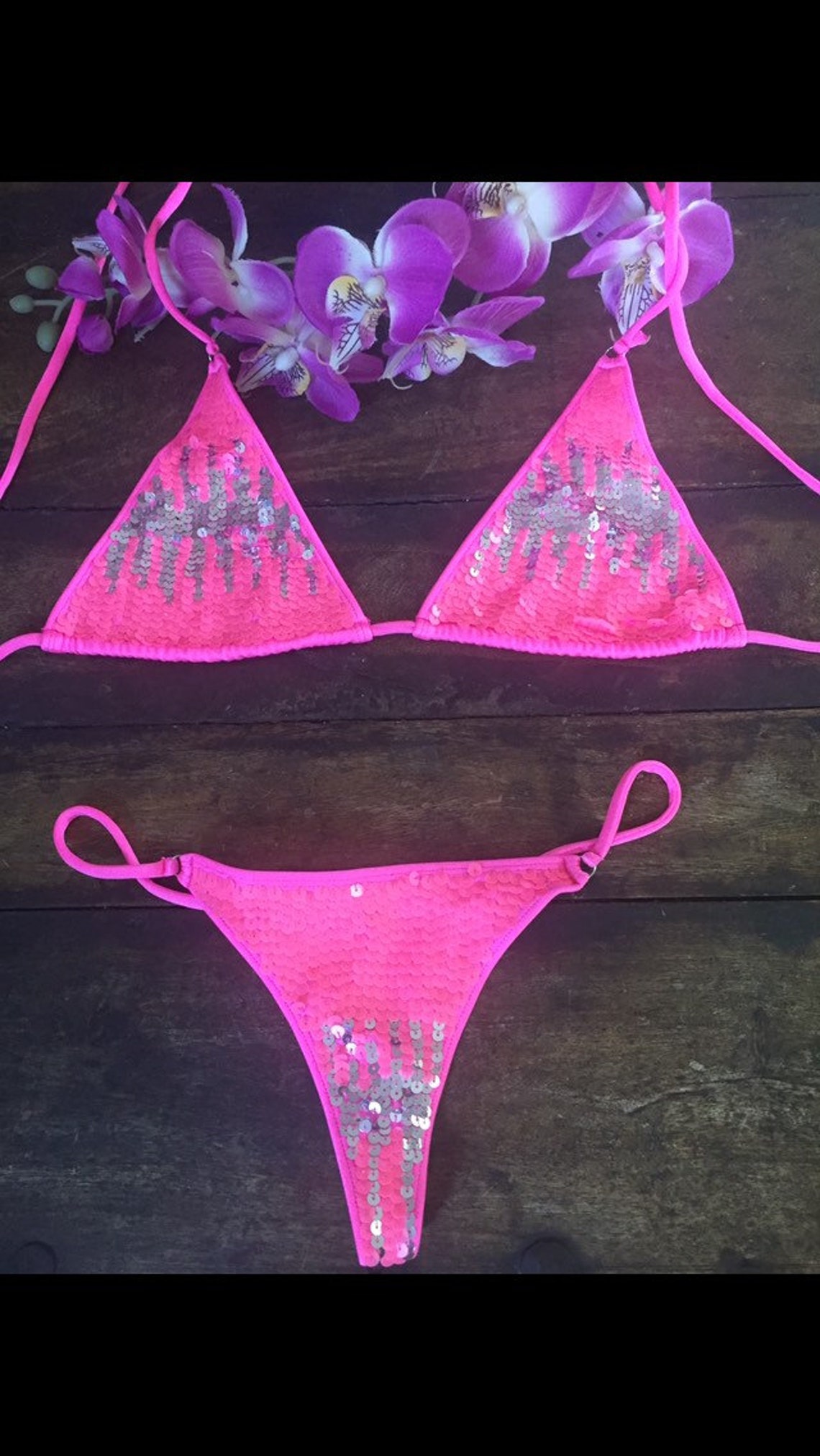 Pink shimmer bikinis Etsy