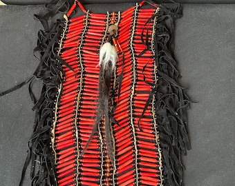 red and black  native american chest piece