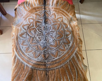 Mandala design handcarved goatskin