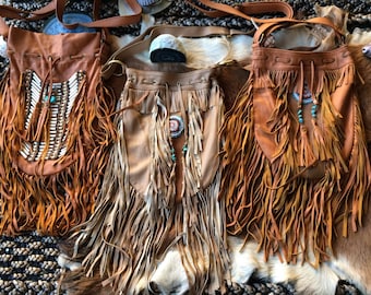 Leather fringe bags wholesale lot   3 bags