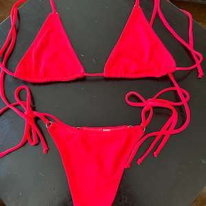 cherry red gstring bikinis