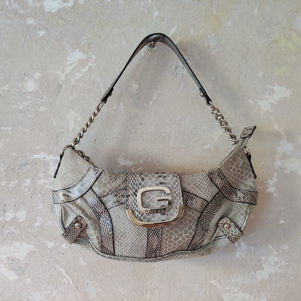 Y2K Guess Baguette Bag Purse Handbag snake faux leather Etsy