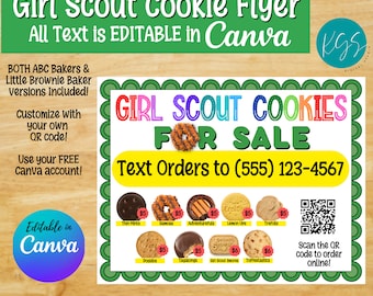 Girl Scout Cookie Sales Flyer, Editable Canva Template, Editable Cookie Sales Flyer, LBB and ABC Bakers Included