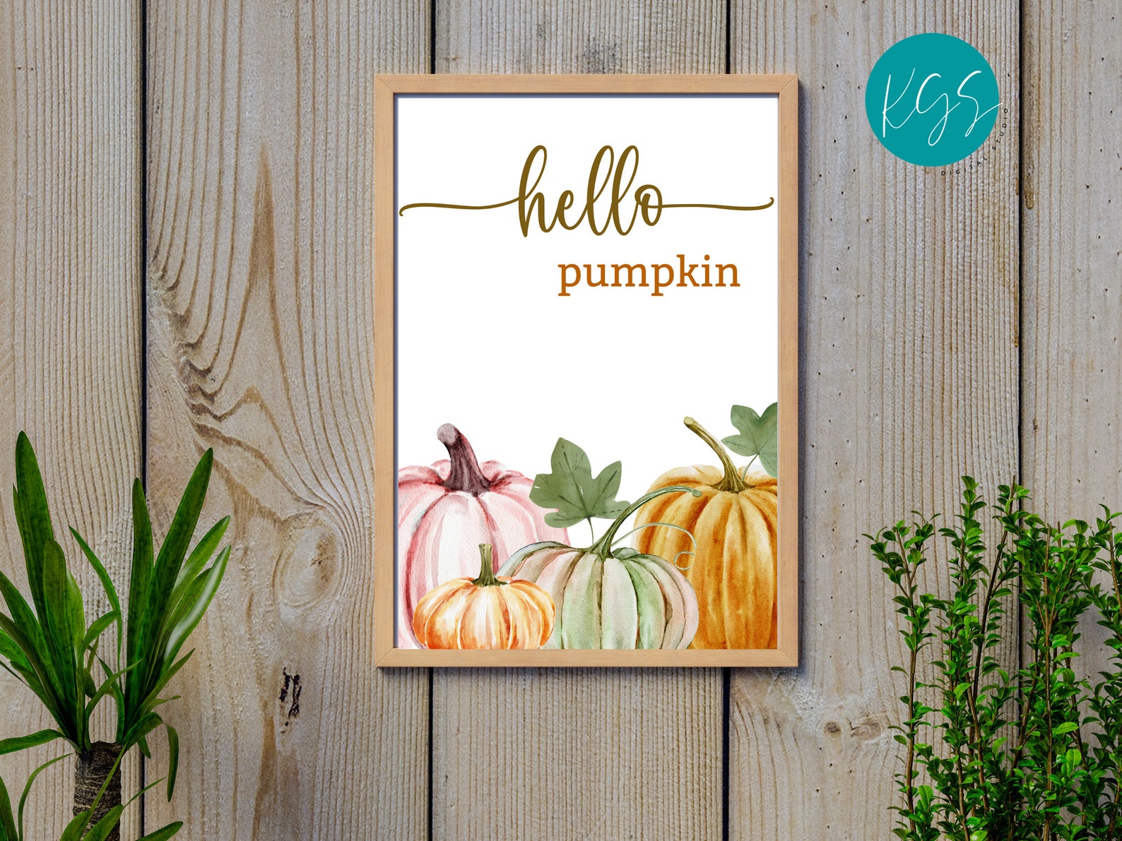 Pumpkin Wall Decor Printable Hello Pumpkin Home Decor Autumn Etsy
