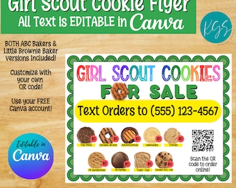 Girl Scout Cookie Sales Flyer, Editable Canva Template, Editable Cookie Sales Flyer, LBB and ABC Bakers Included