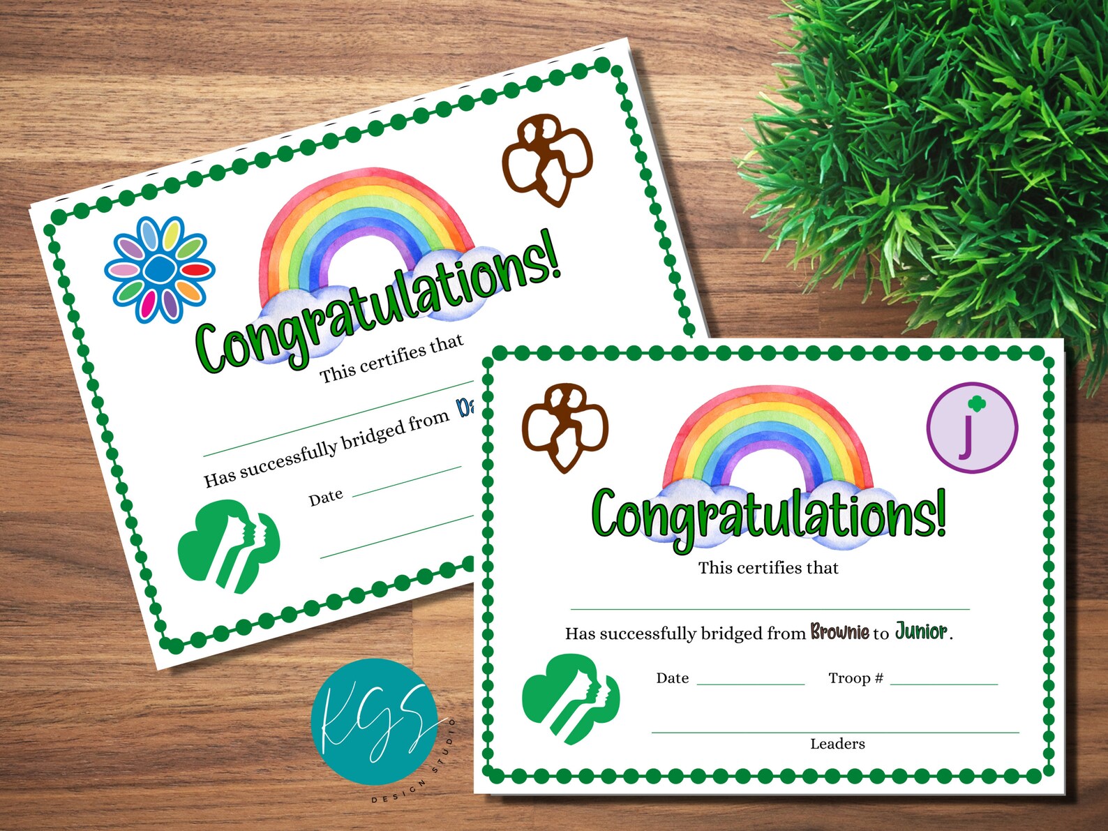 Girl Scout Bridging Certificate Daisy to Brownie Brownie to - Etsy