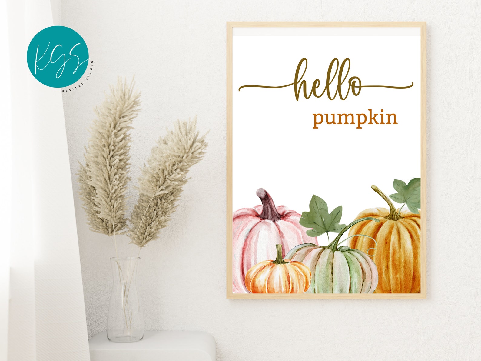 Pumpkin Wall Decor Printable Hello Pumpkin Home Decor Autumn Etsy