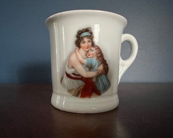 Vintage Shaving Mug with Mother and Daughter