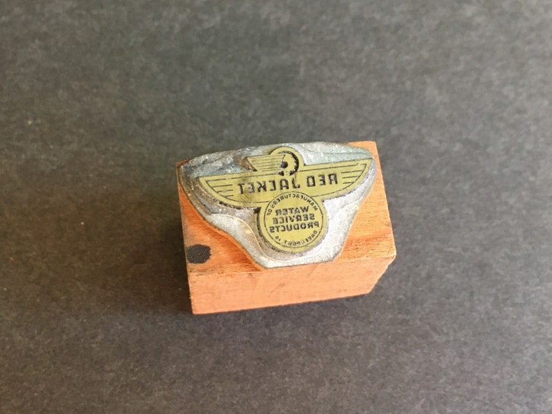 Letterpress Block Red Jacket Water Service Products Etsy