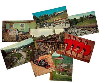 8 Vintage Postcards Tweetsie Railroad North Carolina Theme Park