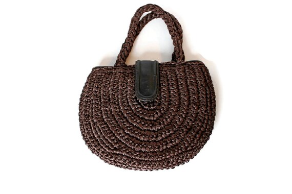 Vintage Brown Handbag Raffia Straw Purse Marshall… - image 3
