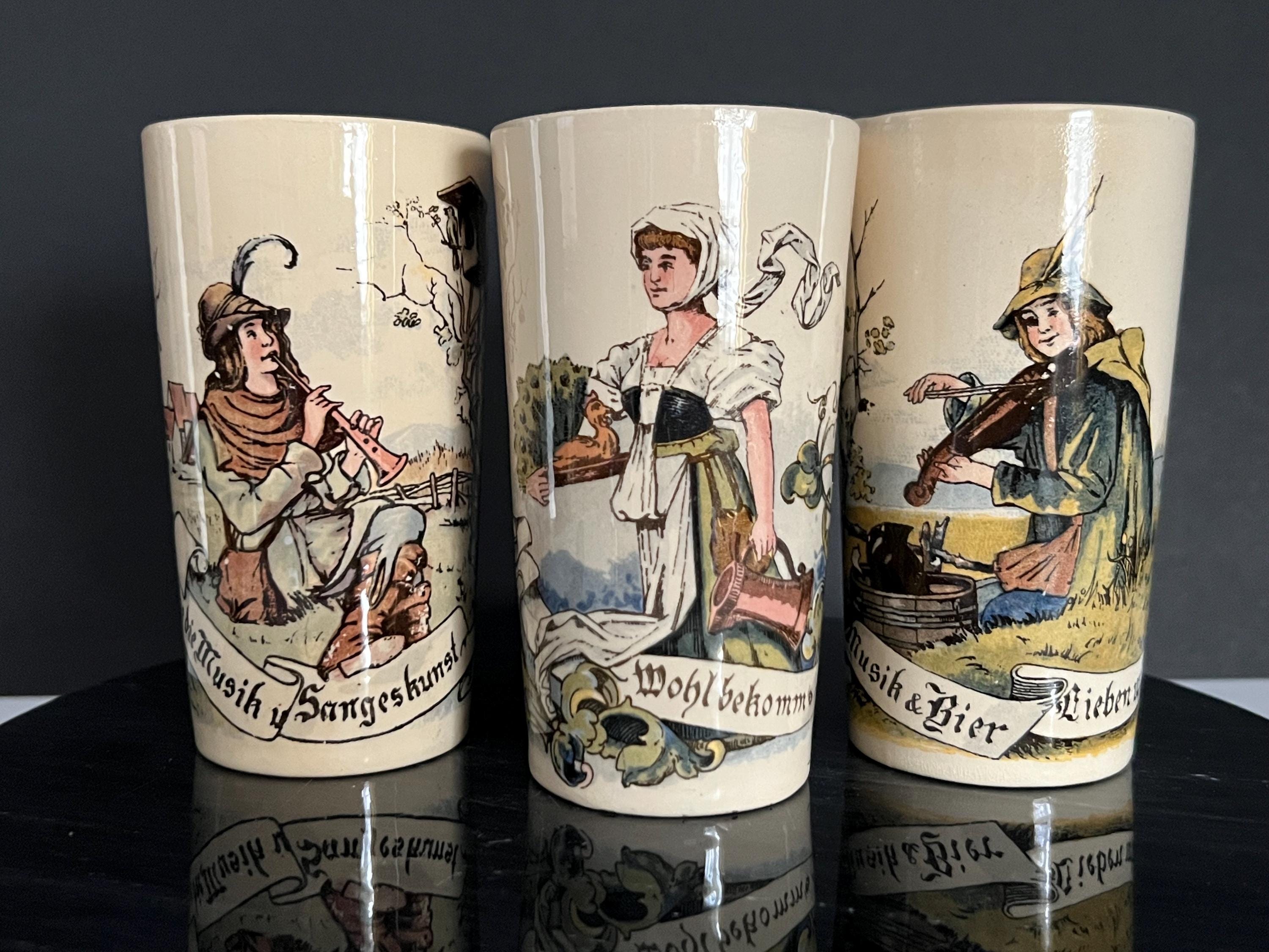 Two Mettlach steins, .25L, 2121, etched, inlaid lid mint