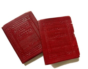 George Washington & Abraham Lincoln Books Little Leather Library Antique Miniature Books Red Leatherette